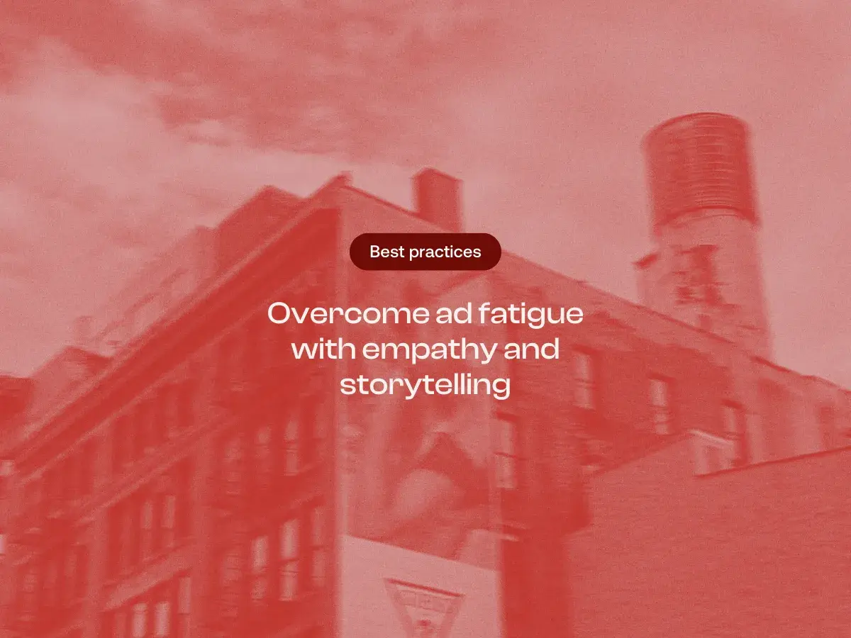 Refuel branded red duotone motion blurred image of a billboard on a city building, featuring the text: 